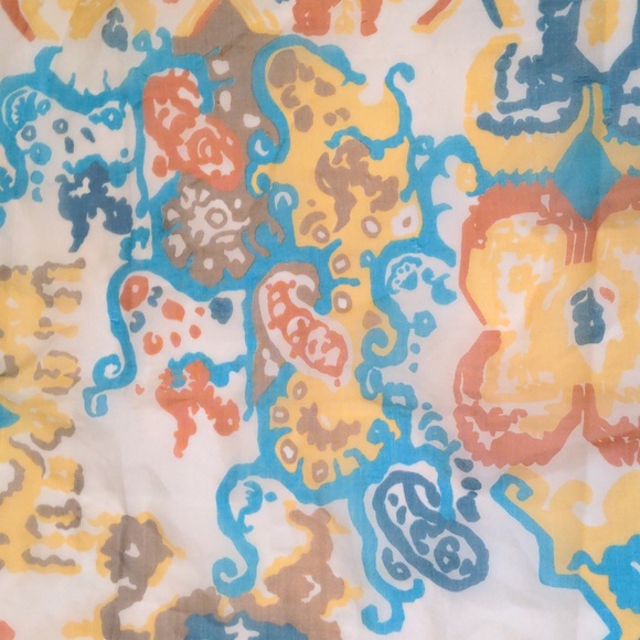 Vintage 70s Teal & Brown Scarf Sheer Aztec Print Western Boho Bandana - Picture 4 of 8